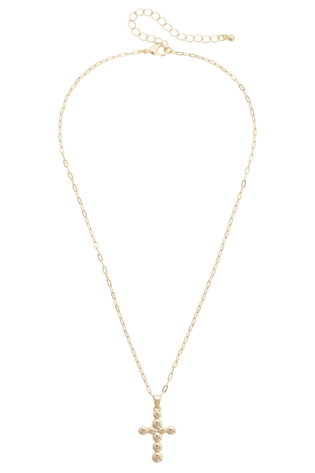 Georgianna Cross Necklace in Shiny Gold