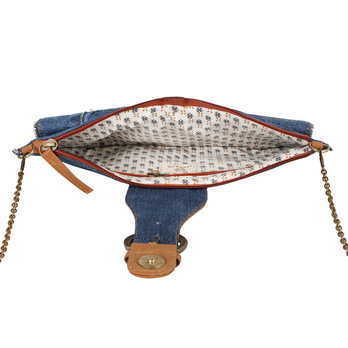 Denim Crossbody W/ Chain Strap