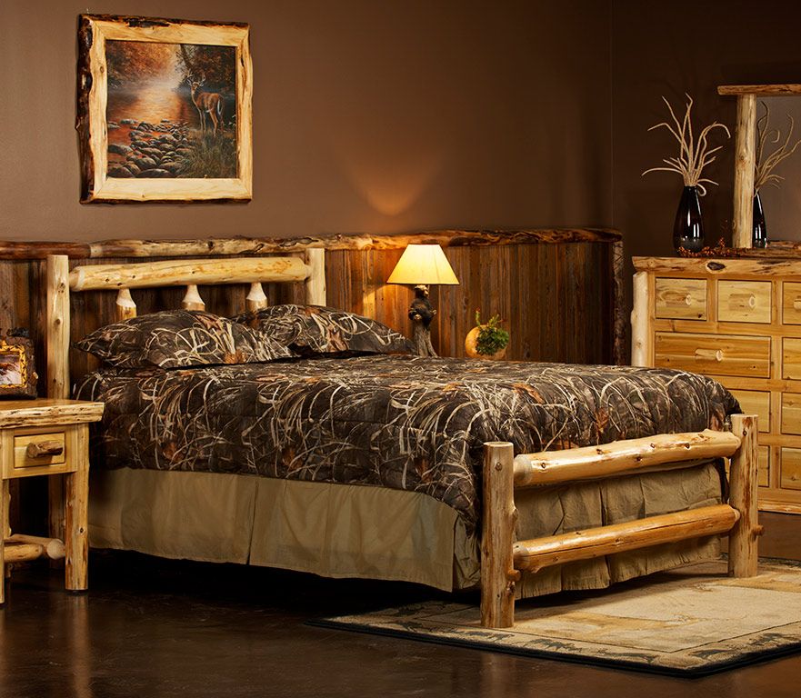 King Cedar Log Bed with Storage