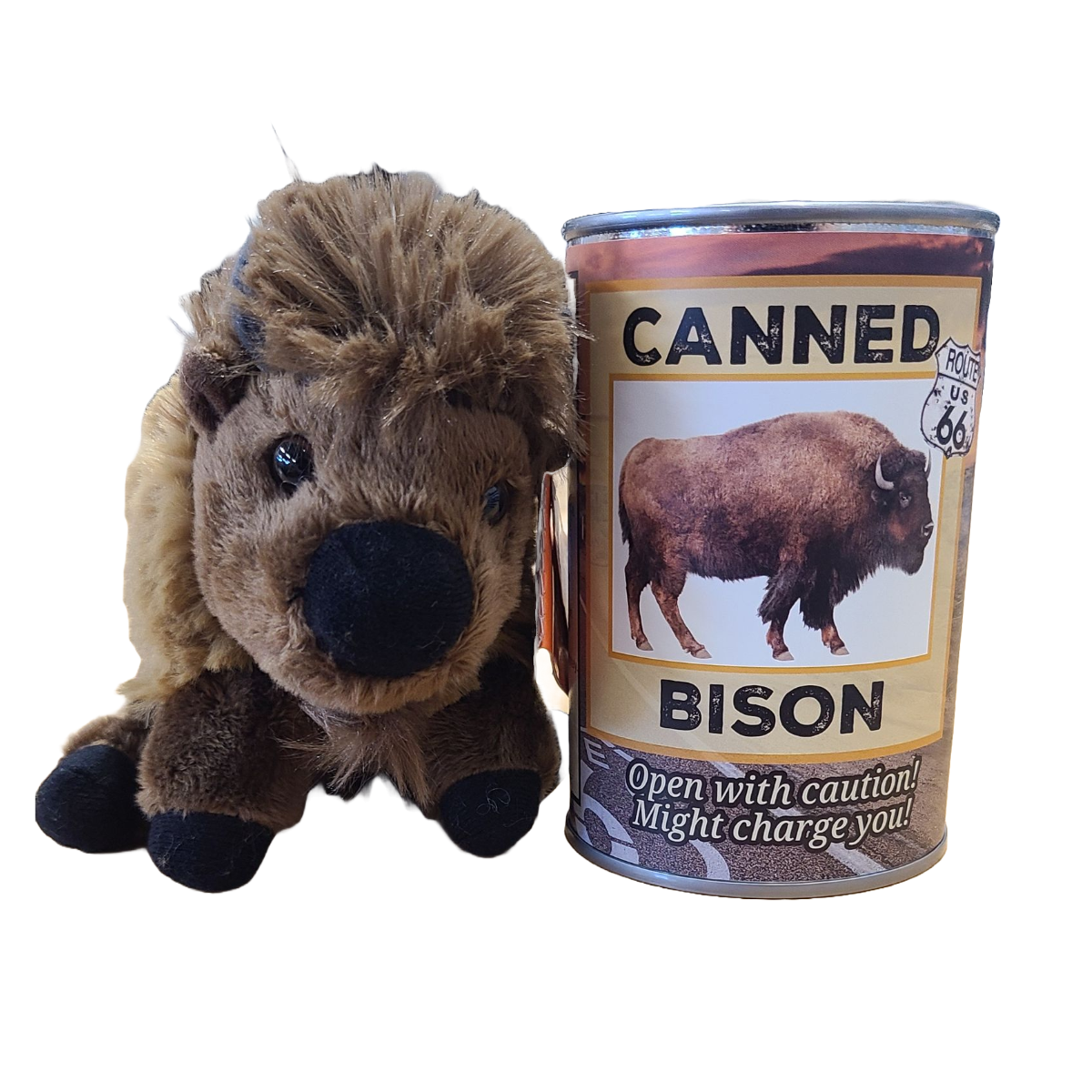 Route 66 Canned Bison - Eco-Friendly Recycled Plush Gift – LOREC