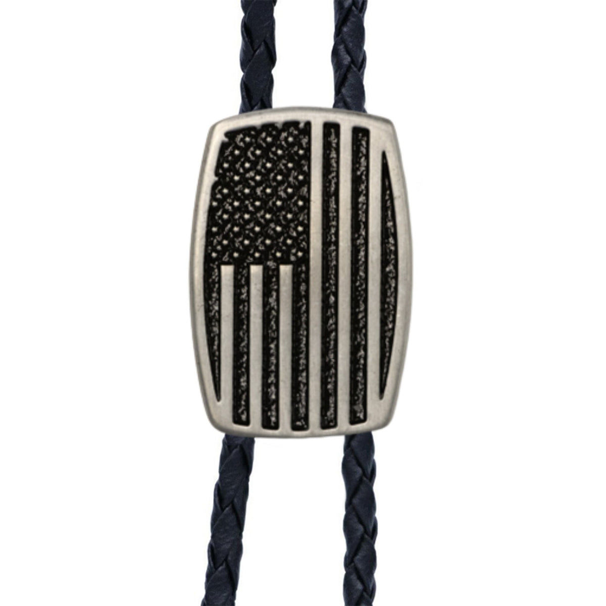 USA Flag Brushed Aluminum Bolo Tie
