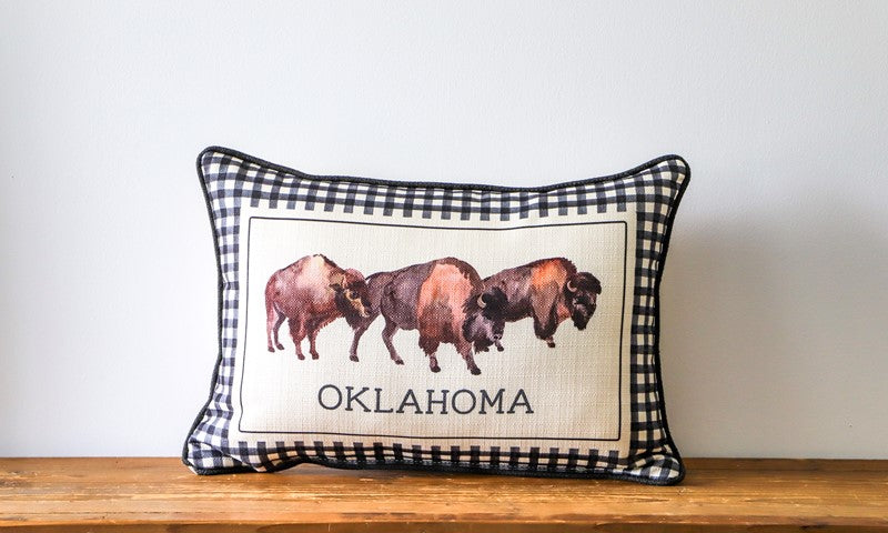 Gingham Buffalo Hometown Pillow