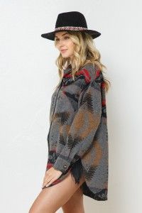 Aztec Collared Oversized Shacket