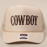 COWBOY Text Logo Printed Mesh Back Trucker Hat