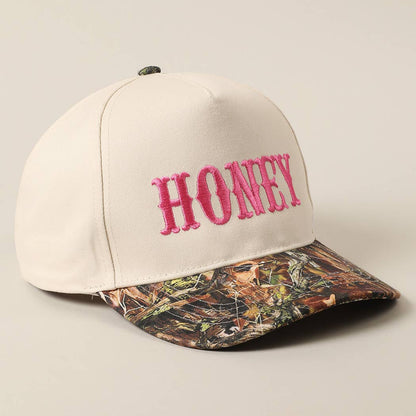 HONEY Lettering Embroidery Camo Two-Tone Cap