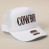 COWBOY Text Logo Printed Mesh Back Trucker Hat
