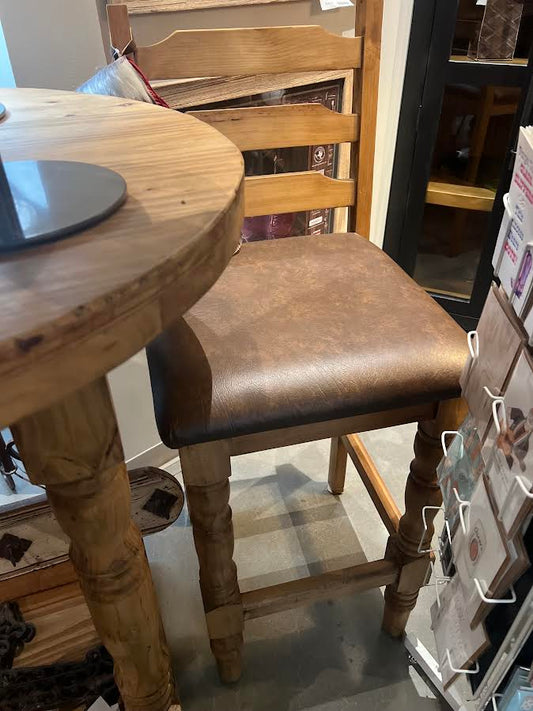 Wooden Barstool with Upholstered Seat 30"