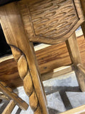 CARVED WOOD ROUND BARSTOOL BACKLESS