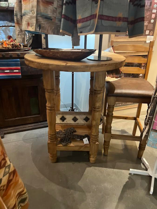 Round Wooden Bar Table 36"