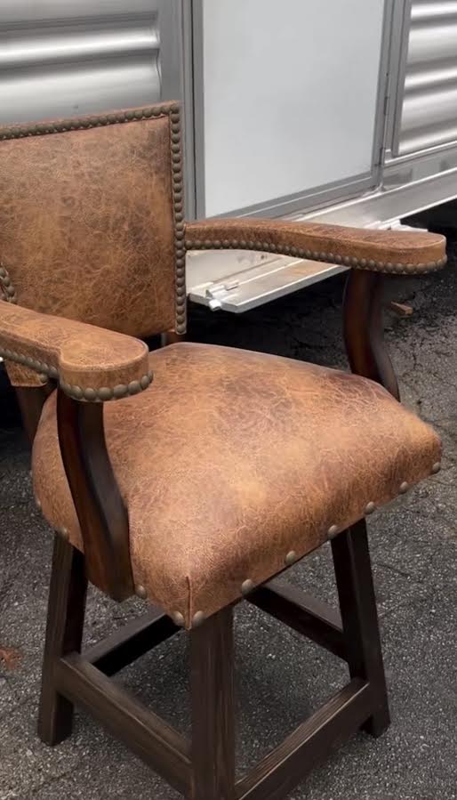 West Swivel Barstool Leather & Hide Without Arms