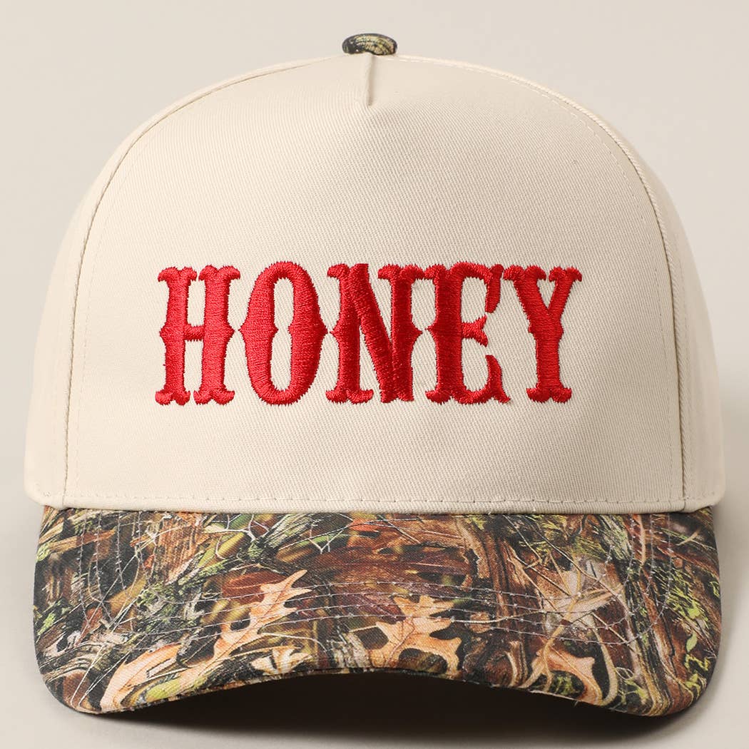 HONEY Lettering Embroidery Camo Two-Tone Cap