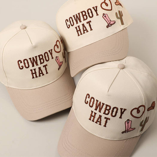 Cowboy Hat Cactus Heart Embroidery Trucker Hat