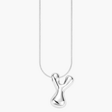 Silver Glow Bubble Letter Initial Necklace