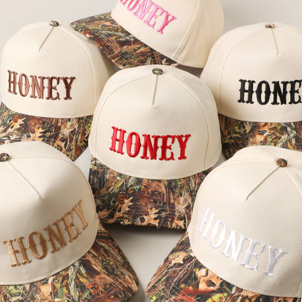 HONEY Lettering Embroidery Camo Two-Tone Cap