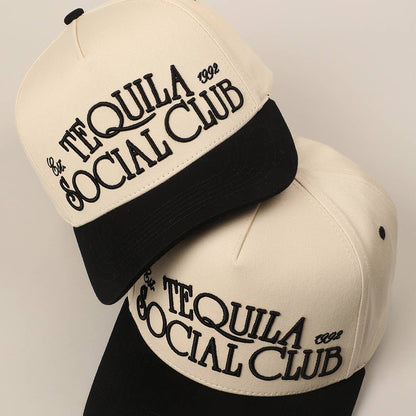 Tequila Social Club 3D Text Embroidery Two-Tone Trucker Hat