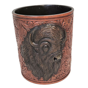 Leather Bison Trashcan