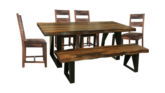 Riviera Dining Table, 4 Upholstered Seat Chairs & Dining Bench