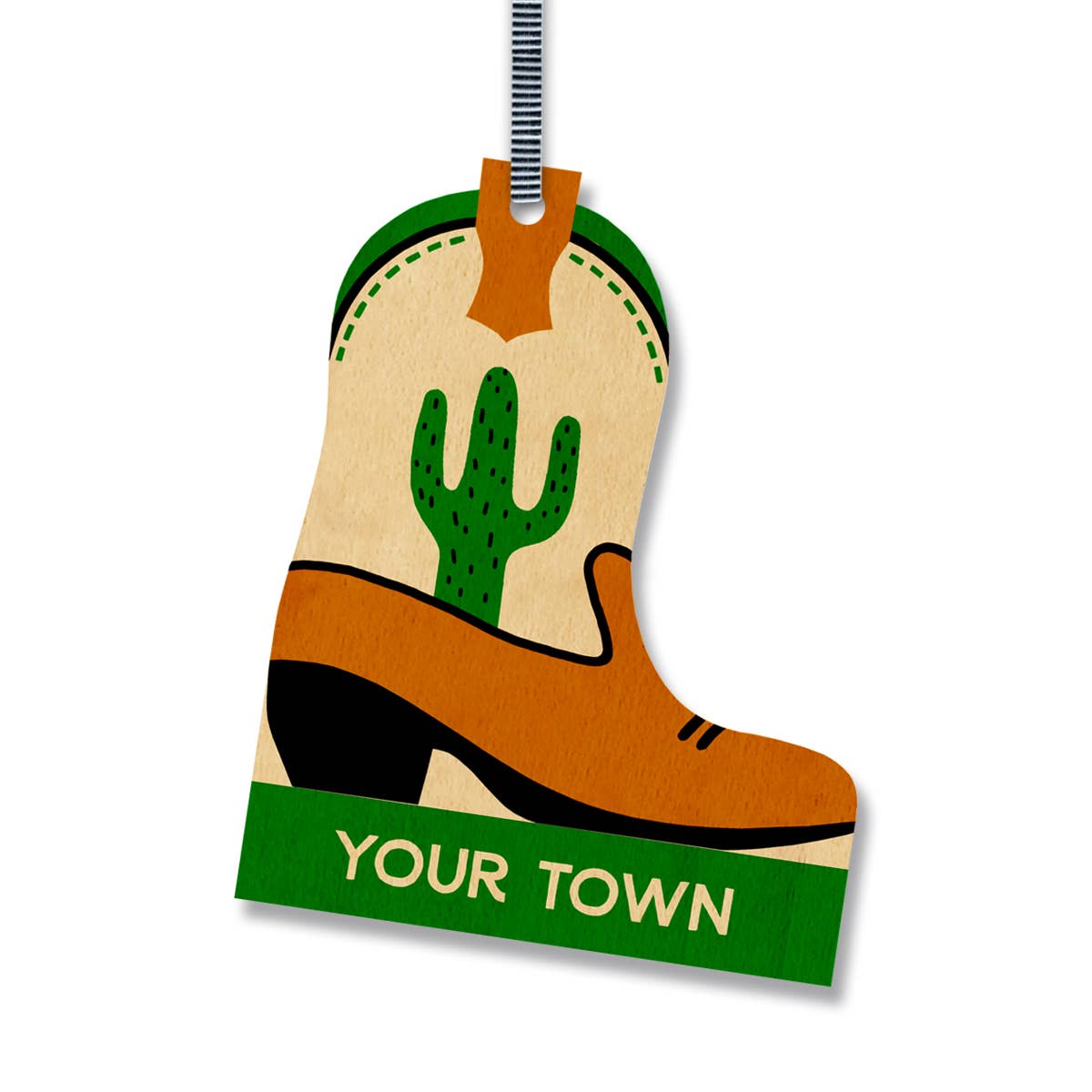 Cowboy Boot Christmas Ornament City / State name drop design