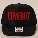 COWBOY Text Logo Printed Mesh Back Trucker Hat