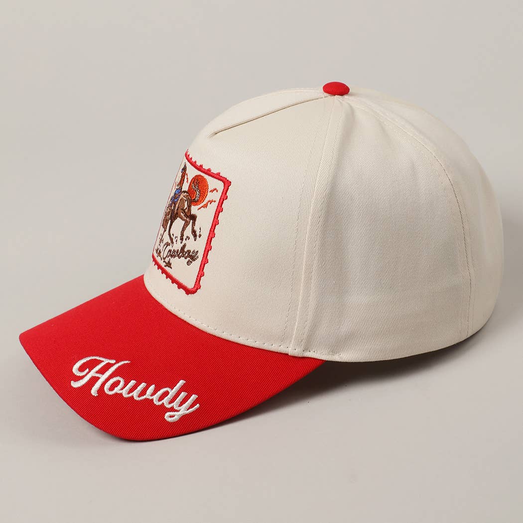 Detailed Cowboy Horse Embroidery Two-Tone Cap