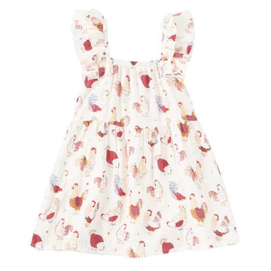 MULSIN FLUTTER STRAP DRESS-6/12M