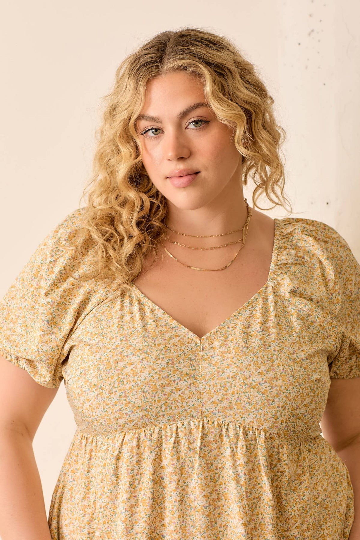 (PLUS SIZE)  Floral Tiered Dress