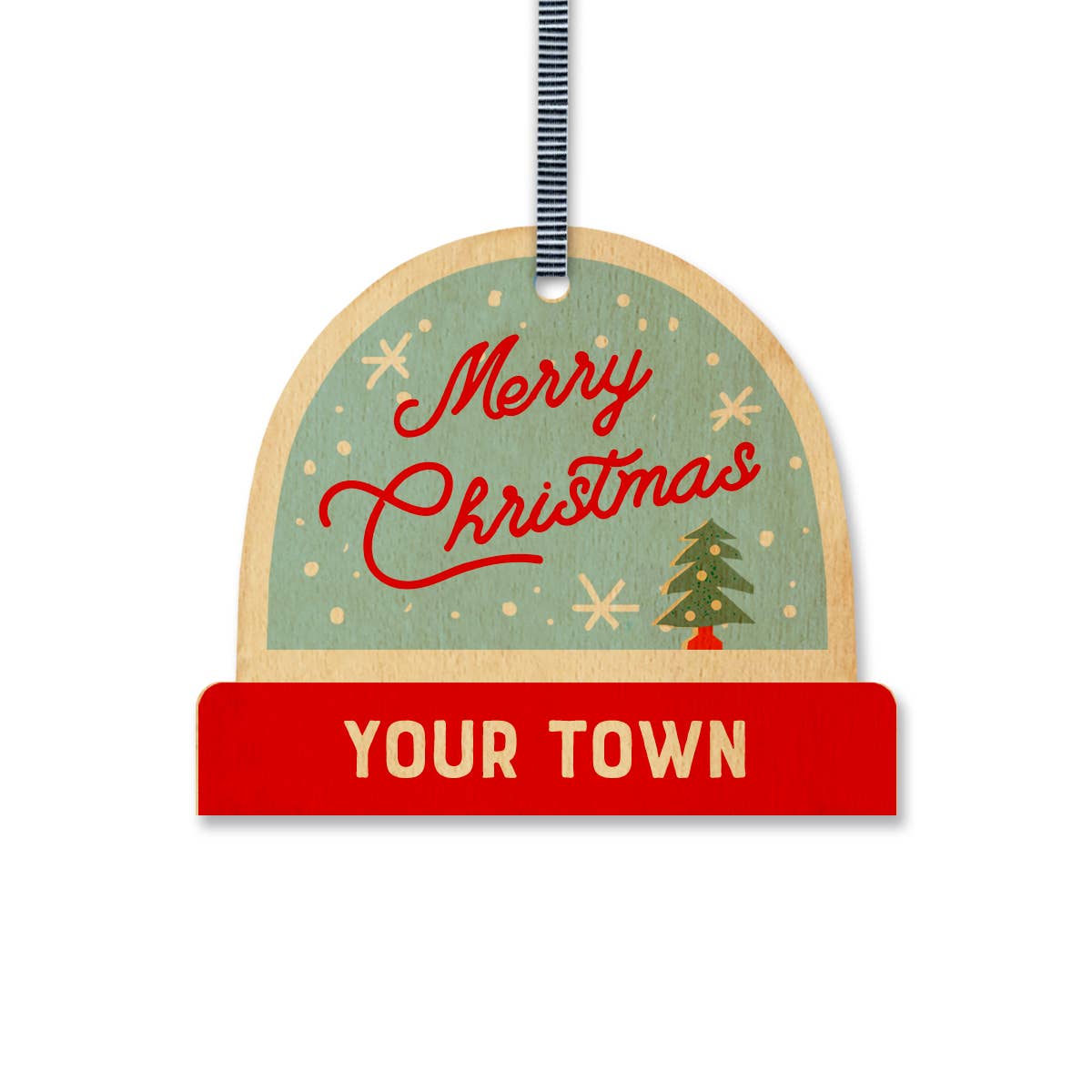 Merry Christmas Snowglobe Personalized Ornament, name drop