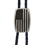 USA Flag Brushed Aluminum Bolo Tie