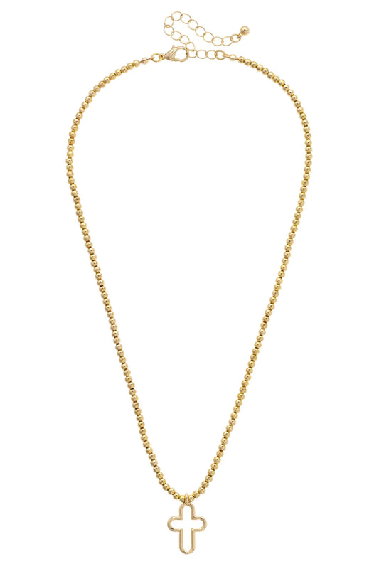 Foster Open Cross Ball Bead Necklace