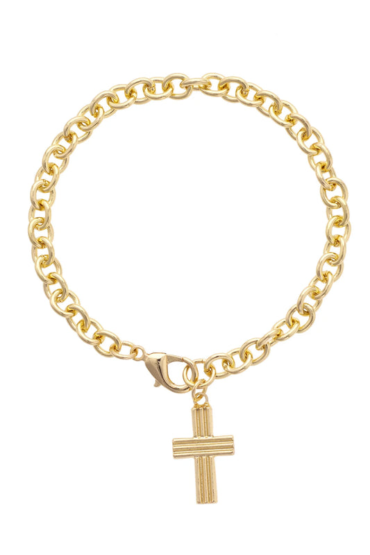 Felicia Ribbed Cross Bracelet