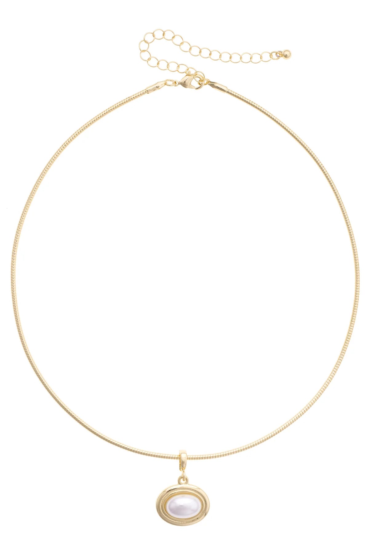 Pearl Cabachon Skinny Collar Necklace in Ivory