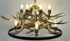 12 Light Mule Deer Wagon Wheel Antler Chandelier