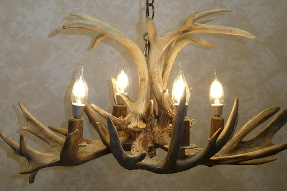 New 3 Light Rectangle Chandelier W/ Sheepskin Shades