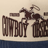 Cowboy Obsessed Letter Horse Embroidery Two-Tone Cap