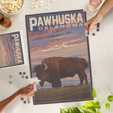 1000 PIECE PUZZLE Pawhuska, Oklahoma, Buffalo & Sunset