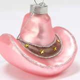 Glass Cowgirl Hat Ornament