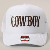 COWBOY Text Logo Printed Mesh Back Trucker Hat