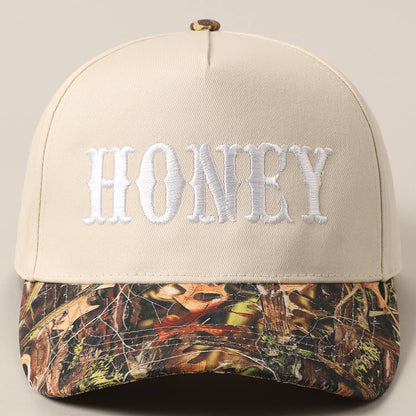 HONEY Lettering Embroidery Camo Two-Tone Cap