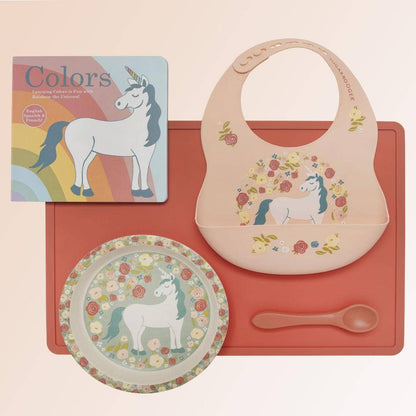 Fresh & Messy 
Silicone Bib & Spoon Set | Unicorn