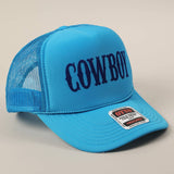 COWBOY Text Logo Printed Mesh Back Trucker Hat