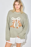 COWBOY BOOTS WITH RIBBON KNIT SWEATER
