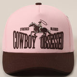 Cowboy Obsessed Letter Horse Embroidery Two-Tone Cap