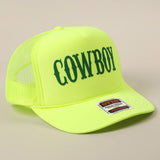 COWBOY Text Logo Printed Mesh Back Trucker Hat