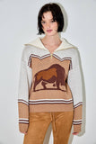 BUFFALO INTARSIA ZIP UP SWEATER