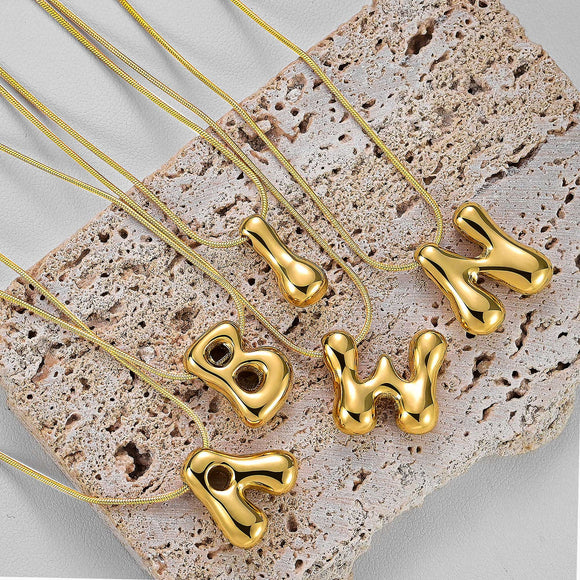 Golden Glow Bubble Letter Necklace