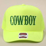 COWBOY Text Logo Printed Mesh Back Trucker Hat