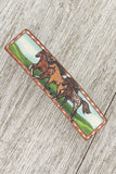 Western Horse Tooled Leather Barrette Hair Clip