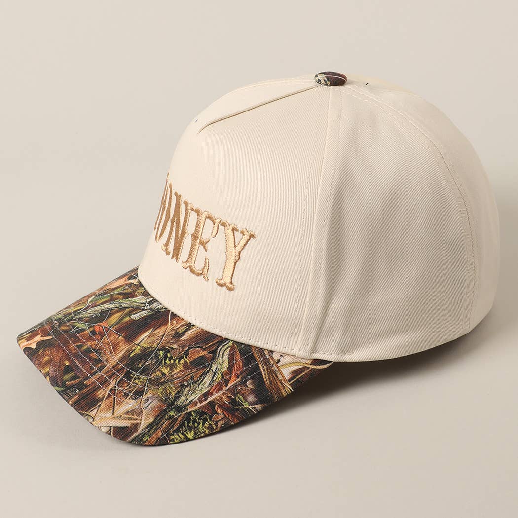 HONEY Lettering Embroidery Camo Two-Tone Cap