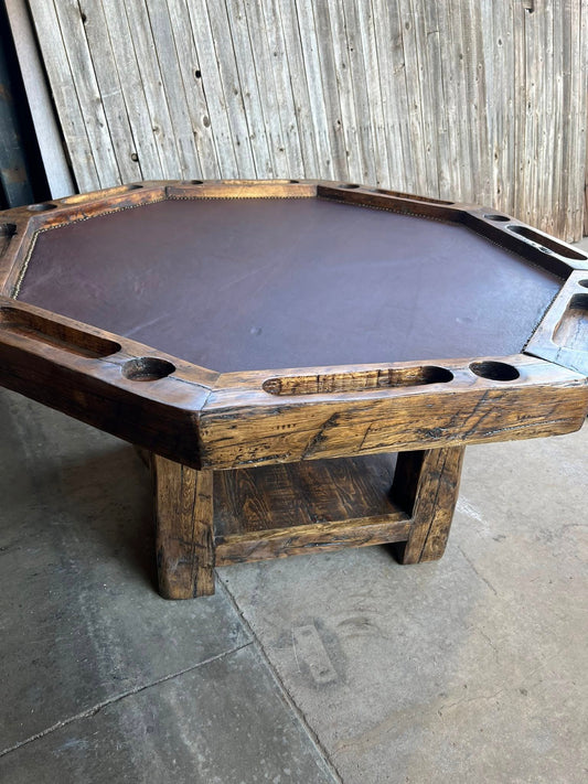 Reclaimed Wood 8-Player Poker Table