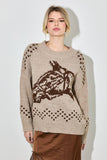 HORSE PRINTED KNIT SWEATER